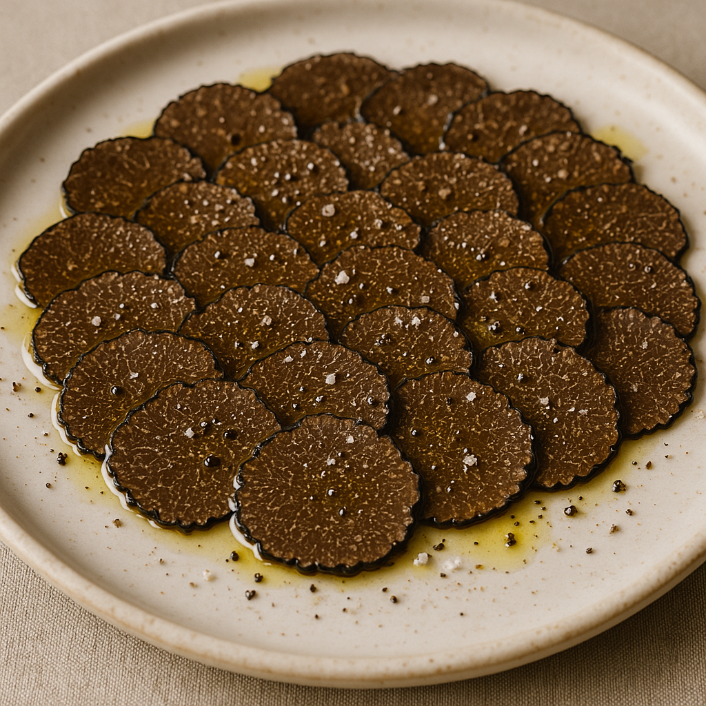 20251128 1731 truffle carpaccio serving simple compose 01kb5r8m77e32a4xnmb5n300jm